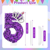 Purple Birthday Candle Crown Number 5 Candles Cake Candle,Purple Birthday Cake Topper Cupcake Decorations Party Decor For Girls And Women Anniversary Celebrations Supplies Favors