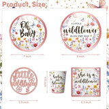161pcs Wildflower Baby Shower Set β Tableware, Banner & Decor for 25 Guests