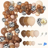 170Pcs Cowboy Balloons Garland Arch Kit, Cow Brown Neutral Blush Confetti Print Balloons For Western Cowboy Cowgirl Farm Animal Themed Baby Shower Bachelor Birthday Party Decorations Supplies