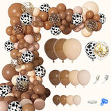170Pcs Cowboy Balloons Garland Arch Kit, Cow Brown Neutral Blush Confetti Print Balloons For Western Cowboy Cowgirl Farm Animal Themed Baby Shower Bachelor Birthday Party Decorations Supplies