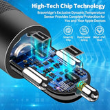 ?Mfi Certified?Iphone 15 Fast Car Charger, 66W Pd&Qc Car Power Cigarette Lighter Usb-C Fast Car Charging Adapter + 2Pack Type-C Cable For Iphone 15/15 Pro Max/Galaxy S24/S23/Pixel/Ipad Pro