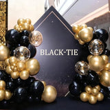 Black Gold Silver Balloon Garland Arch Kit with Confetti Party Decorations