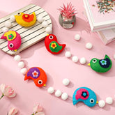 8.2 Ft Spring Bird Felt Banner Funny Bird Pom Pom Ball Pre-Strung Banner Colorful Hanging Garland Ornament For Party Home Classroom Wall