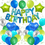 Blue Green Birthday Decorations For Boys,Blue Green Silver Balloons Happy Birthday Balloons Banner For Boys Girls Mermaid Ocean Theme Birthday Baby Shower Party Decorations