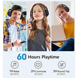Bluetooth Headphones Over Ear, 60 Hours Playtime Foldable Headphones Wireless Bluetooth Hifi Stereo Deep Bass With 6 Eq Modes, Adjustable Lightweight Headset With Microphone, Fm, Sd/Tf For Adults