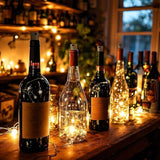 10 Pack Wine Bottle Lights With Cork, 20 Leds, 6.6 Ft, Fairy Mini String Lights For Diy Jar Halloween, Christmas, Party
