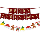 Merry Christmas Banner Christmas Bell Gingerbread Man Xmas Sign Christmas Hat Banner Party Decorations
