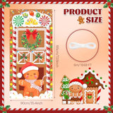 Christmas Gingerbread Man Door Banner with Holiday Wreath and Candy Cane Decorations