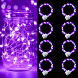 8 Pack Purple Battery Operated String Lights - 7Ft Waterproof Fairy Lights With 20 Leds For Home, Mason Jar, Party, Wedd