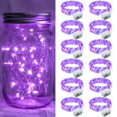 12 Pack Purple Fairy Lights 7Ft 20 Led Twinkle String Lights 3 Modes Battery Operated Waterproof Firefly Starry For Maso