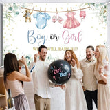 Gender Reveal Decorations Backdrop Banner for Boy Girl 6x3.6ft