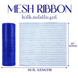 Cobalt Blue Mesh Ribbon For Wreaths 10 Inch Metallic Royal Blue Mesh R