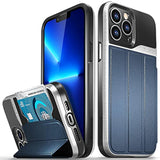 VENA Wallet Case Compatible with Apple iPhone 13 Pro Max (6.7"-inch), vCommute (Military Grade Drop Protection) Flip Leather Cover Card Slot Holder with Kickstand (Blue)