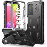 For Samsung Galaxy A03S Phone Case: Built In Hard Kickstand & Touch Protector Shockproof Tpu Sturdy Soft Rugged Heavy Duty Armor Full Body Protection Grade Phone Cover - Black