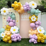 Pastel Daisy Balloon Garland Arch Kit,180Pcs Flower Balloon Arch Kit With Pastel Daisy Balloons For Daisy Theme Birthday Baby Shower Wedding Groovy Party Decorations For Girl