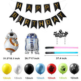 35Pcs Galaxy Wars Party Favors, Banner, Cake Topper, Balloons & Lightsabers
