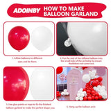 140Pcs Red And White Balloon Arch Kit For Birthday, Wedding, Engagements, Baby Shower, Christmas, Anniversary Party Decoration
