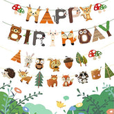Woodland Party Decorations Woodland Happy Birthday Banner With Forest Animal Bunting Garland For Kids Boys Girls Woodland Birthday Party Supplies