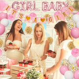 33pcs Pink Baby Shower Decor with It's a Girl Banner, Balloons & Pom Poms