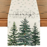 Beige Pine Tree Snowflake Merry Christmas Table Runner, Seasonal Winter Xmas Holiday Kitchen Dining Table Decoration For Home Party Decor 13 X 108 Inch