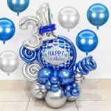 6Pcs Blue Silver Round Foil Balloons,Giant 4D Round Ball Balloons,22 Inch Metallic Blue Silver Balloon For Birthday Wedding Graduation Prom Party Decorations