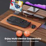 MEETION Wave Ergonomic Keyboard and Mouse Wireless, USB/Bluetooth Wave Ergo Keyboard with Wrist Rest, 4 DPI Adjustable Swing Wheel Silent Wireless Mouse Rechargeable for Windows/Mac/Android Director-D