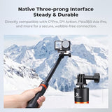 142cm/55.9" Telescopic Selfie Stick Tripod for Action Camera, 2-in-1 Portable Stand Handle Stick Pole for GoPro Hero 13/12/11/10/9/8, DJI Osmo Action
