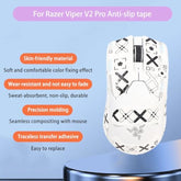 Mouse Grip Tape Full Coverage For Razer Viper V2 Pro, Rounded Curved Edges Mouse Feet Skates,Self-Adhesive Precut Sweat-Resistant Professional Mice Upgrade Kit(Foot Pad + White Mouse Grip Tape)
