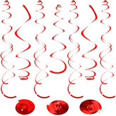 24 Pcs Red Hanging Swirl, Sparkle Ceiling Hanging Decorations, Plastic Streamer Party Decorations With Double-Swirls And Single-Swirls For Birthday Decorations,Graduation, Anniversary, Valentine'S Day