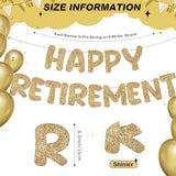 Pre Strung Happy Retirement Banner Glitter Sign, Champagne Gold