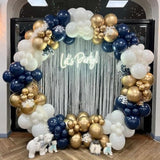 134pcs Navy Blue and Gold Confetti Balloon Arch Kit for Graduation Baby Shower Wedding