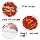 Merry Christmas Stickers - 2 Inch 120Pcs Merry And Bright Sticker Gold Foil Holiday Stickers Large Christmas Tree Snowflake Snowman Labels For Envelope Seals Cards Ornaments(Random Style)
