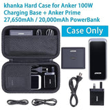 Hard Travel Case Replacement For Anker 100W Charging Base + Anker Prime 27,650Mah 250W / 20,000Mah 200W Powerbank(Case Only).