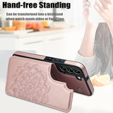 For Samsung Galaxy S22 Case With Card Holder,Flower Magnetic Buttons Protective Wallet Cover For Women For Samsung Galaxy S22 5G (2022),Rose Gold
