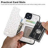 For Iphone 11 Wallet Case With Card Holder, White Leopard Cheetah Pattern Back Flip Folio Pu Leather Kickstand Card Slots Case For Women Girls, Double Magnetic Clasp Shockproof Cover 6.1"