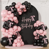Pink Black Balloon Garland Arch Kit, 141Pcs Pink And Black Balloons Different Sizes 18 10 5 Inch And Bows For Coquette Birthday Wedding Baby Shower Bridal Shower Party Decorations