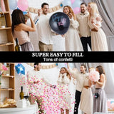 Gender Reveal Balloons: 36" Black Balloons with Pink & Blue Confetti