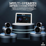 Bluetooth Speaker Set: Wireless Stereo Dual Pairing Portable Twin Tws System With Big Rich Bass Hi-Fi Multi-Room Indoor Outdoor Use Home Deck Pool Work Travel Party Camping Gift Decor Idea (Chrome)