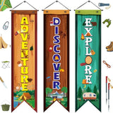 3 Pcs Camping Banners Party Decorations Camping Porch Sign Camper Adventure Door Banners Wall Decor For Camper Adventure Theme Birthday Celebrating Baby Shower Classroom Decorations