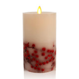 Embedded Flameless Led Candle - Red Berry 3.5" X 6.5" - Moving Flame Pillar Battery Operated Timer, Real Wax Unscented, Safe