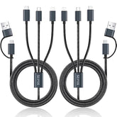 Multi Charging Cable 5 In 1, 2 Pcs 4Ft Usb C/A Multi Charger Cable To Type-C/Micro Usb Port, Nylon Braided Usb C Multiple Charger Cable, Universal Multi Phone Charger Cable For Cell Phones And More