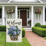 Hydrangea Garden Flag Spring Double Sided 12X18 Inches For Outside Small Floral Yard Decoration Cf813-12