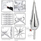 72 Pcs Explosion Star Foil Balloons 12 Point Silver Starburst Cone Mylar Balloons For Party Supplies Christmas Birthday Wedding Baby Shower Photo Booth (Silver)