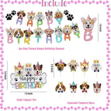 Lets Pa Dog Birthday Party Decorations Girl Boy, Pa Puppy Themed Happy Birthday Banner, Dog & Paw Print Balloons, Cake Toppers (Red)