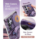 Quicksand marble Galaxy S25 Ultra case with slide camera cover & military protection.