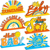 6 Pcs Here Comes The Son Baby Shower Decorations Retro Boho Party Centerpiece For Table Toppers Wooden Sunshine Baby Shower Decorations For Home Office Tier Tray Party Supplies(Blue)