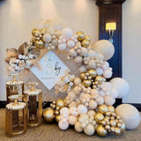 50pcs Blush, Gold & Beige Balloons for Birthday, Wedding Baby Shower Decor