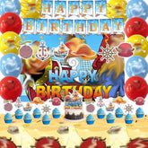 Anime Theme Birthday Party Supplies Decorations Including Birthday Banner, Backdrop, Balloons, Hanging Swirls, Tablecloth, Cake Toppers For Kids Party