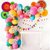 Cinco De Mayo Fiesta Balloons Garland Arch Kit & Paper Fans Party Decor