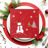 50 Pack Christmas Paper Napkins Snowman Red Silver Foil Disposable Beverage Napkins Decorative Table Napkin For New Year Winter Dinner Merry Christmas Holiday Xmas Party Supplies, 6.5 "X 6.5"